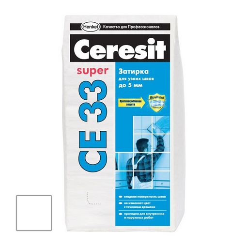 Затирка цементная Ceresit CE 33 Super белая 5 кг