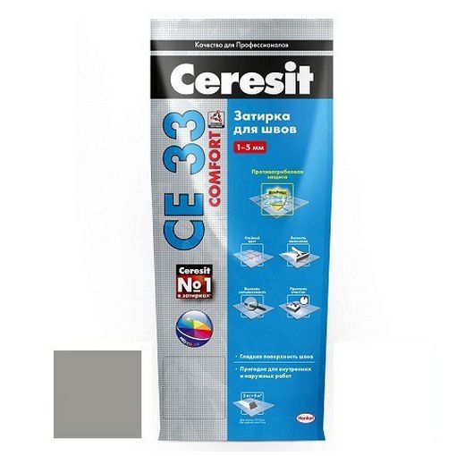 Затирка для узких швов Ceresit СЕ33 Comfort серая 5 кг