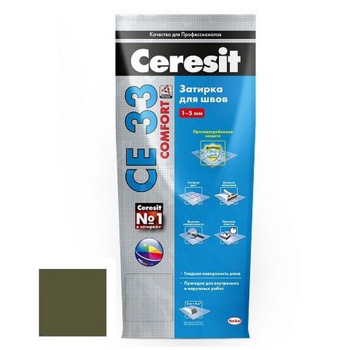Затирка для узких швов Ceresit СЕ33 Comfort Оливковая 2 кг